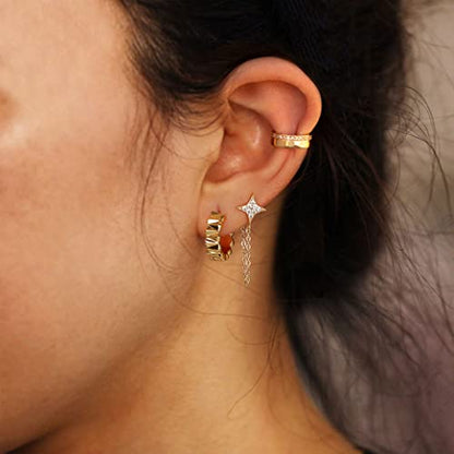 Cubic Zirconia Huggie Earrings 14k Gold Plated Tiny Earrings Small Huggie Hoop Earrings Simple Lightweight Hoops Gift for Women - color: 3angle