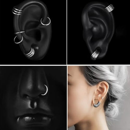 Vankula 10PCS Seamless Septum Nose Piercing Rings Segment Hoop Rings 316L Stainless Steel Ring Stack Clickers Ear Plugs Hangers Women Men Body Jewelry - color: Black, size: 1.2*10mm 10PCS