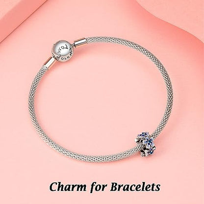 Annmors S925 Clip Spacer Safety Chain Stopper Charms for Pandora, Gift Mom Daughter Friend Sister Wife Grandma Girlfriend Fmaily On Christmas Mothers Valentines Halloween Graduation - color: C04-2pcs Purple Flowers Spacers