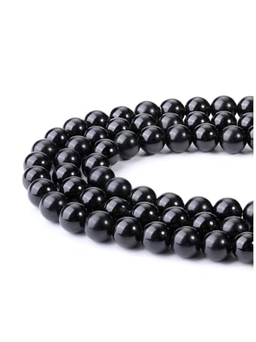 Jovivi 8mm Natural Black Obsidian Gemstone Beads for Jewelry Making,96pcs | Energy Healing Crystals Polished Round Smooth Stone Beads,Genuine Real Stone Beads for Bracelet Necklace - color: Black Obsidian