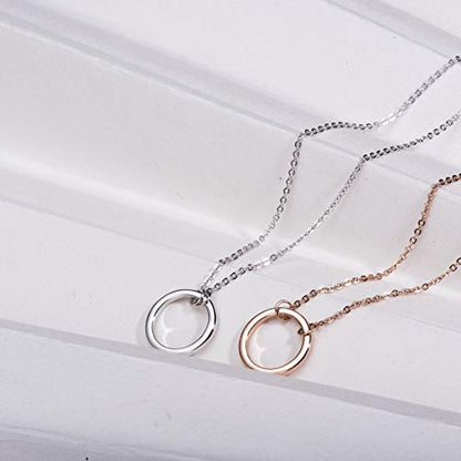 S.Leaf 18K Gold Plated Cubic Zirconia Choker Necklace for Women 925 Sterling Silver Layered Coin Moon Star Heart Circle Crystal Lariat Pendant Necklaces Gifts for Women Trendy - color: Circle_Silver