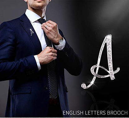 Letter Brooch Pins Initial Rhinestone Brooch for Women Crafts Silvery A-Z - color: Silver W