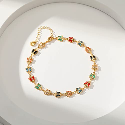 Ankle Bracelets for Women 18K Gold Plated Anklet for Women Gold Charm Anklet Waterproof Summer Beach Foot Chain Jewelry Gifts - style: Butterfly
