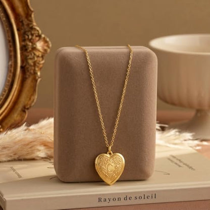 Gold Initial Heart Letter Pendant Necklace Jewelry for Women | 14K Gold Plated Fashion Waterproof Statement Cute Necklaces Dainty Personalized Name Friendship Couple Gifts for Women - color: Initial C