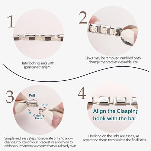Italian Charms Bracelet Sets with 1Pcs Starter Brascelet 9Pcs Charms 9mm Italian Modular Charm Bracelet DIY Module Jewelry Gifts - color: A-Starter Bracelet Set-20Pcs Gold