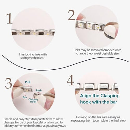 Italian Charms Bracelet Sets with 1Pcs Starter Brascelet 9Pcs Charms 9mm Italian Modular Charm Bracelet DIY Module Jewelry Gifts - color: A-Starter Bracelet Set-20Pcs Gold