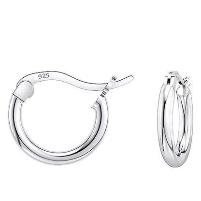 Savlano 925 Sterling silver Round Hoop Earrings for Women & Men Comes in 10MM-25MM - size: 10 Millimeters