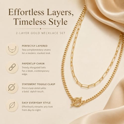 Gold Neklace Stack Dainty Gold Herringbone Necklace for Women Layered Paperclip Chain Necklaces Rhinestone Drop Simple Jewelry Gifts for Women - color: A9:2pcs
