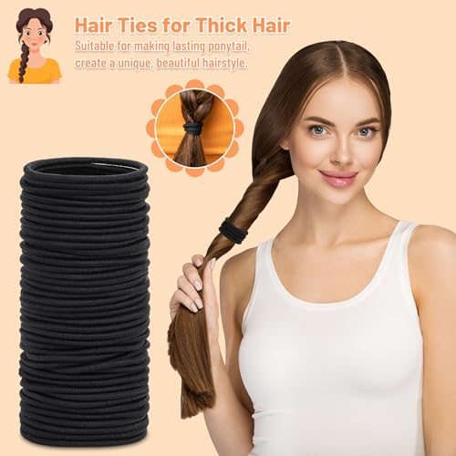 Anezus 200 Pcs Hair Ties for Women Girls Hair Elastics Hair Bands Ponytail Holders Hair Rubber Bands for Thick Straight Curly Hair (Black) - color: Black