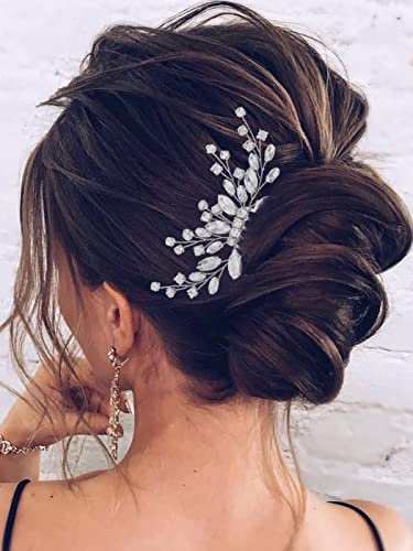 JAKAWIN Rhinestone Hair Comb Wedding Hair Accessories Bridal Hair Piece | Silver Crystal Headpiece for Women