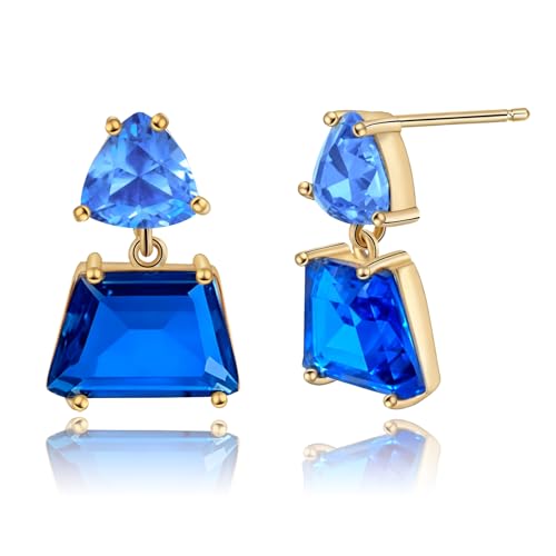 Hypoallergenic Brown Crystal Dangle Earrings for Women | Fashionable Amber Drops Ideal for Sensitive Ears - color: Blue, size: Small