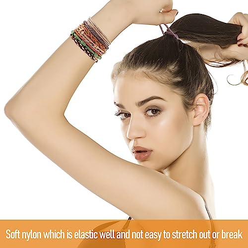 20 Boho Hair Ties in 5 Styles, 10 Colors - Cute Bracelets for Thin and Thick Hair, No Damage Elastics - color: A-Boho
