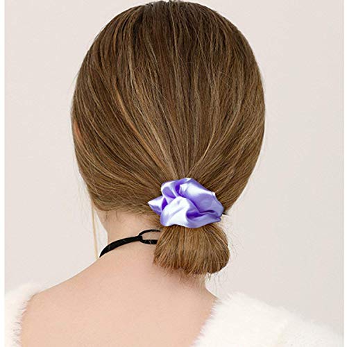 Cubaco 12 Pieces Satin Hair Scrunchies Elastic Hair Bobbles Scrunchy Hair Ties Ponytail Holder Hair Ties, Purple Lovers - color: Purple