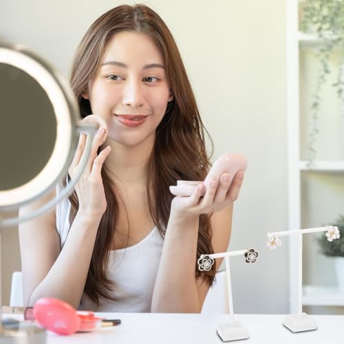 uxcell Earring Display Stands, 2pcs Earring Holder T Bar Earring Organizer Earring Display Storage Rack for Necklaces Bracelet Photography Prop, White - color: White