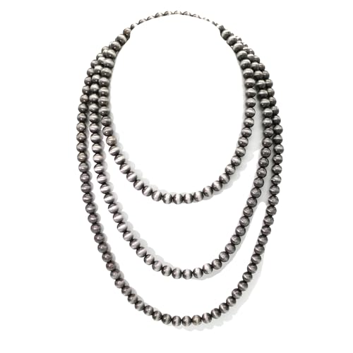 Multi strand Navajo Pearl Necklace Layer Navajo Pearls Western Jewelry for Women Boho Vintage Choker Turquoise Necklaces - color: Classic Navajo pearls