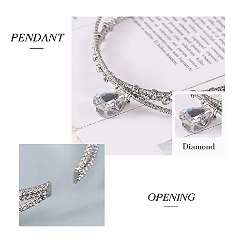 JEAIRTS Rhinestone Choker Necklace Silver Diamond Chain Jewerly for Women | Sparkly Multi-row Crystal Chokers Women's Wedding Prom Formal Jewelry Accessories - color: Style 4