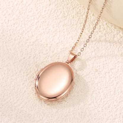 PHOCKSIN Personalized Locket Necklace for Women Photo Necklace with Customized Picture Birth Flower Birthstone Customizable Birthday Gifts - color: #13-Oval Rose Gold
