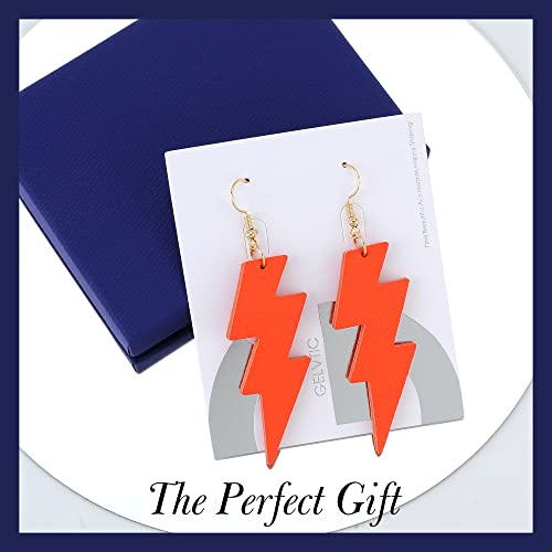 KINIVA Leather Dangle Earrings for Women Trendy, Lightweight Leaf Circle Lightning Earrings Drop, Jewelry Gifts for Women - color: 155 Orange