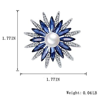 seven wolves Women Crystal Bouquet Brooch Pin All-Match Accessories Rhinestone Brooches and Pins - color: Blue D