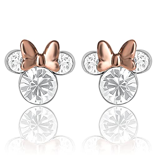 Minnie Mouse Birthstone Stud Earrings Women | Birthstone Earrings for Women - color: April-Two Tone