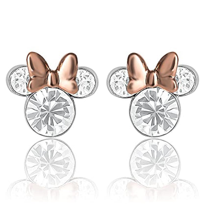 Minnie Mouse Birthstone Stud Earrings Women | Birthstone Earrings for Women - color: April-Two Tone