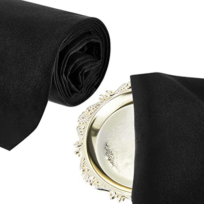 Jecery 2 Yard Anti Tarnish Silver Cloth Luxury Polishing Cloth by the Yard for Jewelry Silverware Flatware Silversmith Storage(Black) - color: Black