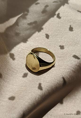 18K Gold Plated Women's Starburst Signet Ring - Minimalist Mother of Pearl Statement Piece - color: Oval Ring
