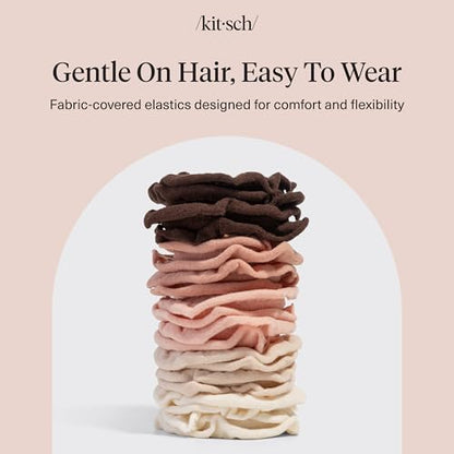 Kitsch Petal Hair Ties No Damage - Blush, 10pcs | Strong, Stretchy & Snag-Free Hair Bands – Soft Fabric Ponytail Holders, Stylish Elastics for Everyday Hairstyles - color: Blush Petal (Pack of 10)