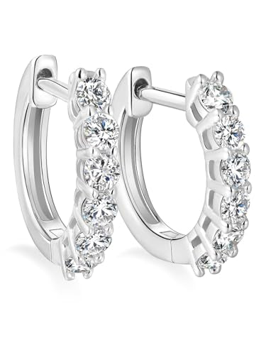 Chunky Emerald Sapphire Ruby Hoop Earrings, Princess or Round Cut, 14k Yellow Gold Plated Sterling Silver Cubic Zirconia Huggie Earings Minimalist Hoops Earrings for Women Wedding Daily Birthday - style: Round cut -5a CZ -Silver