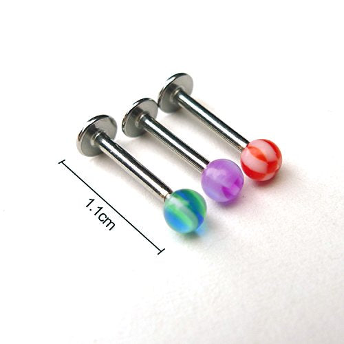 100pcs Stainless Steel Labret Lip Bar Ring Body Piercing Barbell Jewelry Ball