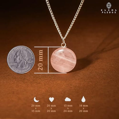 KARMAPLEDGE Crystal Necklace Birthday Gifts for Women, Chakra Healing, Protection, Balance, Rose Quartz Stones Heart, Moon, Sun, Cloud, Tear Drop Shaped Crystal Pendant Set of 5 - color: Rose Quartz Set of 5, size: Combos