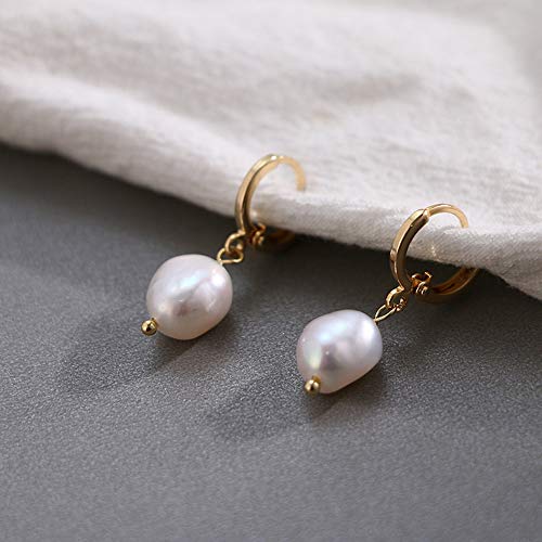 XYJZXY Gold Huggie Small Hoop Earrings with Charm Personalized Snake/Evil Eye/Star/Cross/Lock/Key 18k Gold Plated Crystal Drop Dangle Earrings for Women - style: Pearls