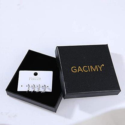 Gacimy Hoop Earrings for Women 14K Gold Plated Cartilage Stud Small Huggie Ear Cuff - color: 14K White Gold Plated & CZ, size: 15MM
