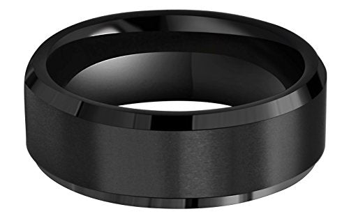 6mm 8mm 10mm Black Tungsten Wedding Band Ring Men Women Matte Finish Beveled Edges Comfort Fit Size 5 To 17 - color: Black 8mm
