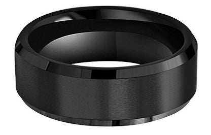 6mm 8mm 10mm Black Tungsten Wedding Band Ring Men Women Matte Finish Beveled Edges Comfort Fit Size 5 To 17 - color: Black 8mm