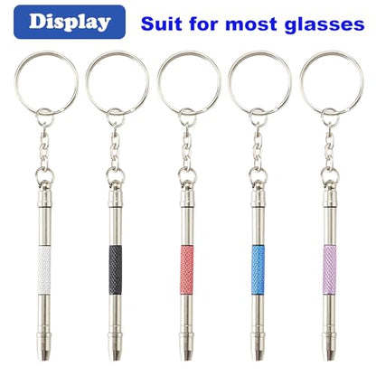 Glasses Repair Kit with Precision 5 in 1 Mini Screwdrivers Set Keychain for Eyeglasses, Sunglasses, Jewelry, Watch, Electronics, Toy, Eye glass Repairing Kit, Hex, Phillips, Flat Head (2pcs Blue) - color: 2pcs Blue