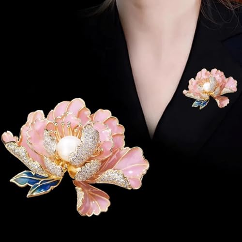 SYWDUDUCLT Fashion Elegant Brooches for Women Brooch, Suitable For Party And Daily Wear On Many Occasions - style: Peony-Pink