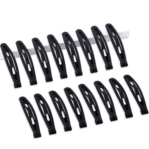 16 PCS Snap Hair Clips Metal Barrettes for Women Non Slip Barrettes for Thick and Thin Fine Hair,Matte Black,2.36 x 0.43 Inches. - color: Matte Black