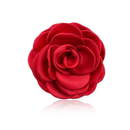Collar Chain Pin for Men and Women - Hanging Tassel Brooch Lapel Pin for Business Suits - Bar Pin With Long Chain - Gifts - color: L: red flower