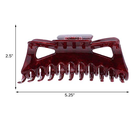 5.5 inch Jumbo Jaw Clip Extra Large Marbelized Hair Claw for Women(Red) - color: Red