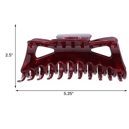 5.5 inch Jumbo Jaw Clip Extra Large Marbelized Hair Claw for Women(Red) - color: Red