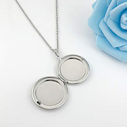YOUFENG Round Locket Necklace that Holds Pictures Heart Circle Shape Lockets Gift for Jewelry - style: Circle locket