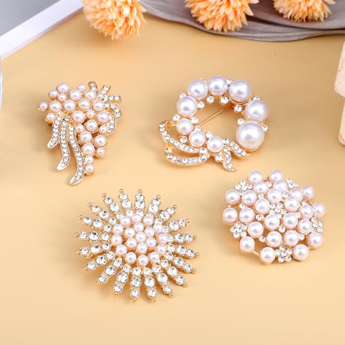 4pcs Brooches and Pins for Women, Flower Brooch, Crystal Pearl Brooch, for Women Fashion Accessories - style: butterfly
