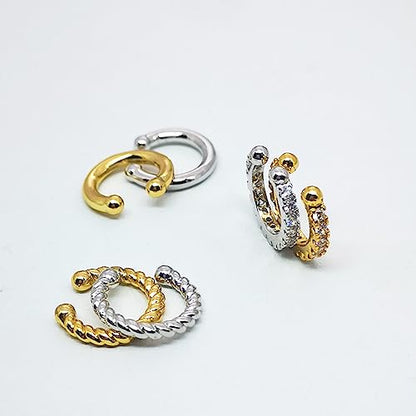 3PCS Ear Cuffs Non Piercing Gold/Silver Jewelry Cuff Earrings Set for Women Teens Gifts Trendy Stuff - color: Silver