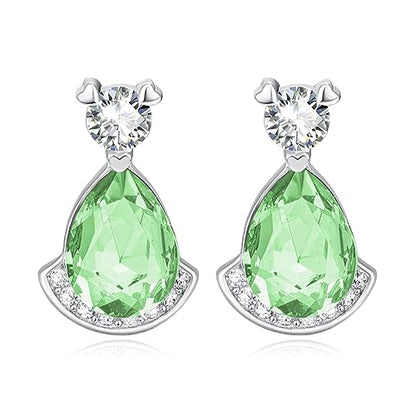 Birthstone Teardrop Crystal Stud Earrings for Women 925 Sterling Silver Solitaire Studs Halo Earrings for Birthday Gifts Teardrop Earrings for women - style: H August