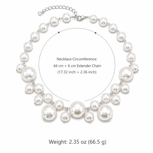 Faux Pearl Statement Necklace for Women, Layered Bubble Pearl Choker Necklace, Elegant Vintage Luxury Jewelry