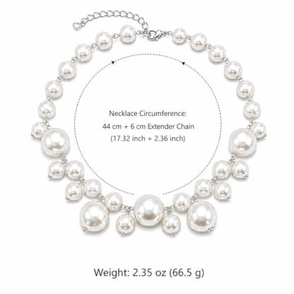 Faux Pearl Statement Necklace for Women, Layered Bubble Pearl Choker Necklace, Elegant Vintage Luxury Jewelry