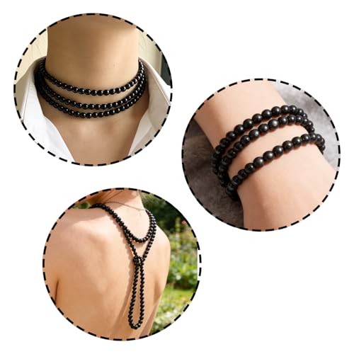 Long Pearl Necklace, Jewelry Faux Pearls Pendants Faux Pearls Strand Beads - color: Black