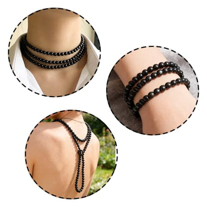Long Pearl Necklace, Jewelry Faux Pearls Pendants Faux Pearls Strand Beads - color: Black