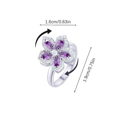 Sunflower Fidget Ring for Women Gold Anxiety Crystal Rings Cubic Zirconia Sunflower Open Adjustable Fidget Ring Spinner Sun Ring for Men Trendy Jewelry - color: Other